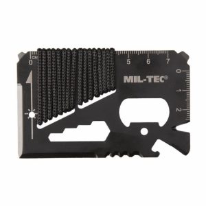 BLACK SURVIVAL TOOL CARD PARACORD WITH CASE – MIL-TEC
